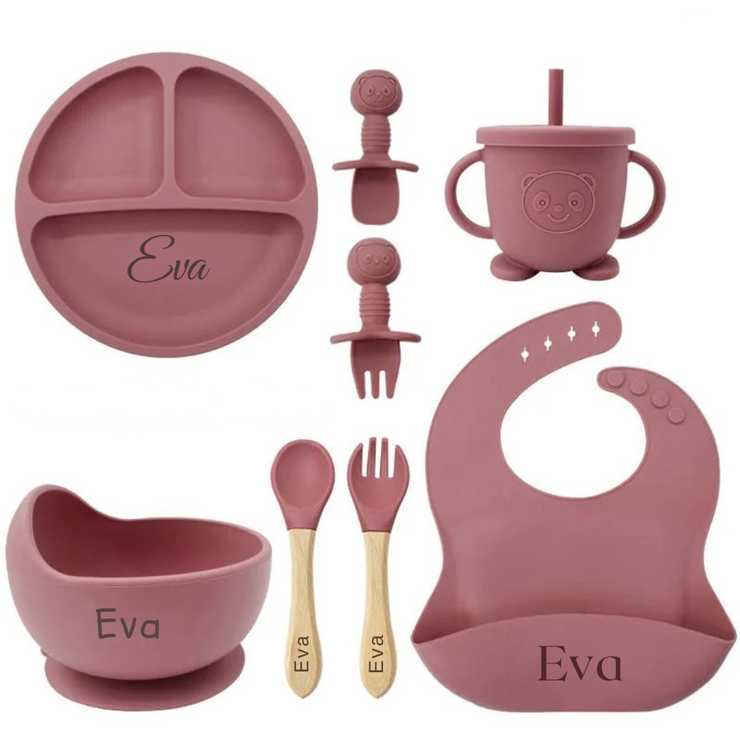 Set LearnToEat par Baby Alphas | Vaisselle personnalisée pour apprendre à manger de façon autonome avec plaisir