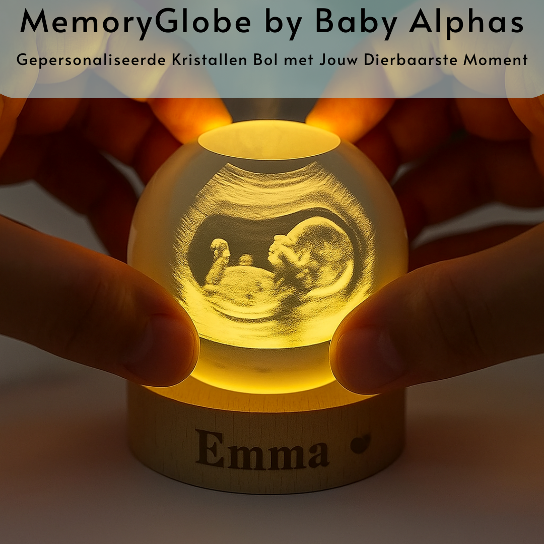 MemoryGlobe by Baby Alphas | Gepersonaliseerde Kristallen Bol met Jouw Dierbaarste Moment