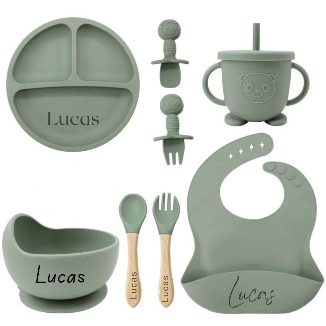 Set LearnToEat par Baby Alphas | Vaisselle personnalisée pour apprendre à manger de façon autonome avec plaisir