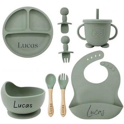 Set LearnToEat par Baby Alphas | Vaisselle personnalisée pour apprendre à manger de façon autonome avec plaisir