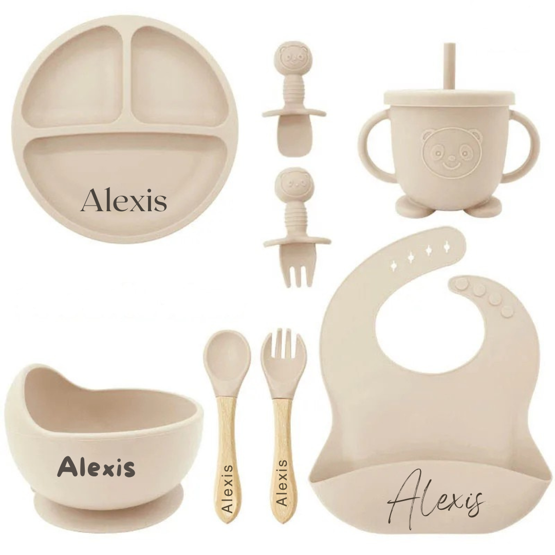 Set LearnToEat par Baby Alphas | Vaisselle personnalisée pour apprendre à manger de façon autonome avec plaisir