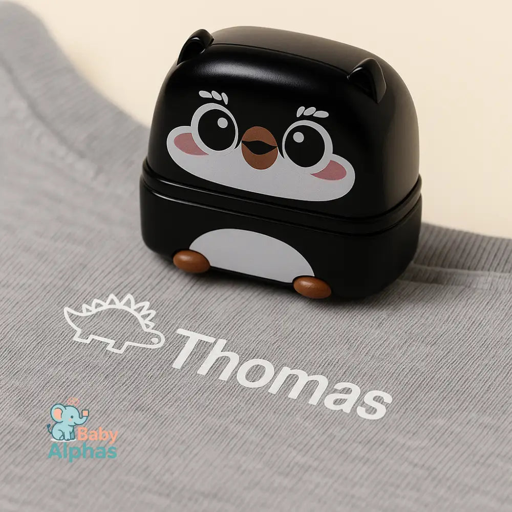 NamePrint by Baby Alphas – Gepersonaliseerde Naamstempel | Waterbestendig & Duurzaam Wit / Aangepaste tekst / dinosaurus
