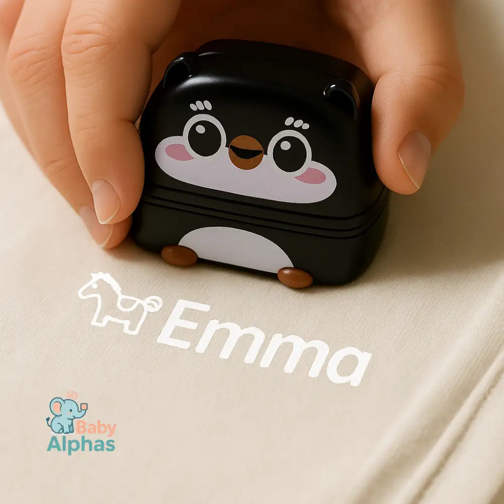 NamePrint by Baby Alphas – Gepersonaliseerde Naamstempel | Waterbestendig & Duurzaam Wit / Aangepaste tekst / paard