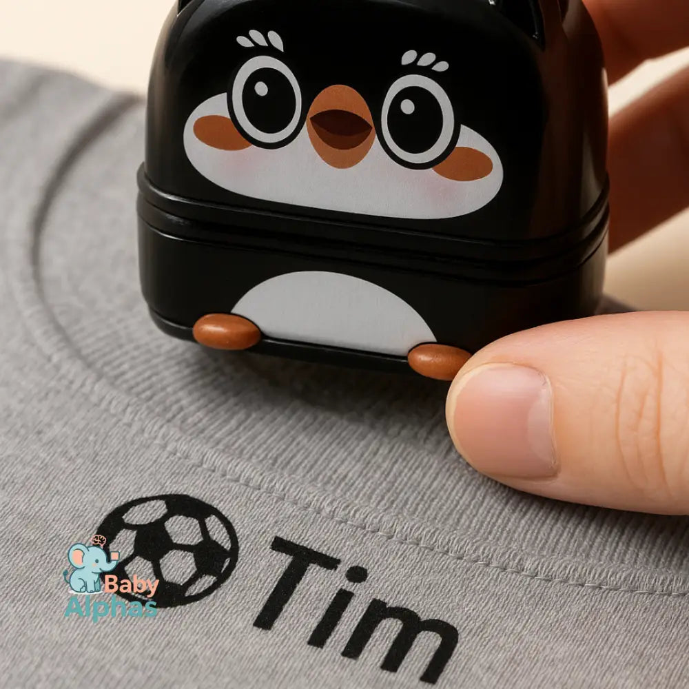 NamePrint by Baby Alphas – Gepersonaliseerde Naamstempel | Waterbestendig & Duurzaam Zwart / Aangepaste tekst / voetbal